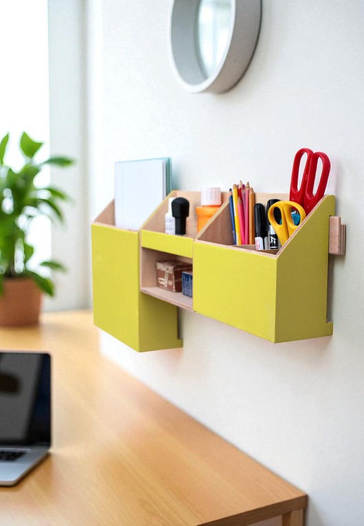 organizery Organizer  na ścianę Drewniany - żółty