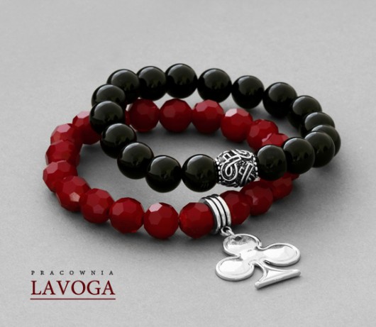 Red crystal & black agathe set. Lavoga