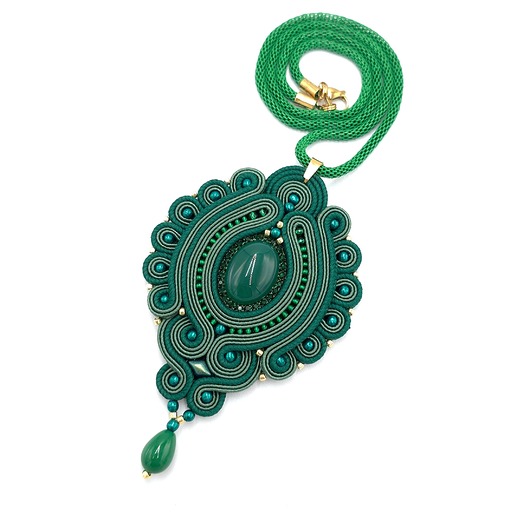 wisiory Wisiorek naszyjnik sutasz zielony leśny elgancki z agatem Viona