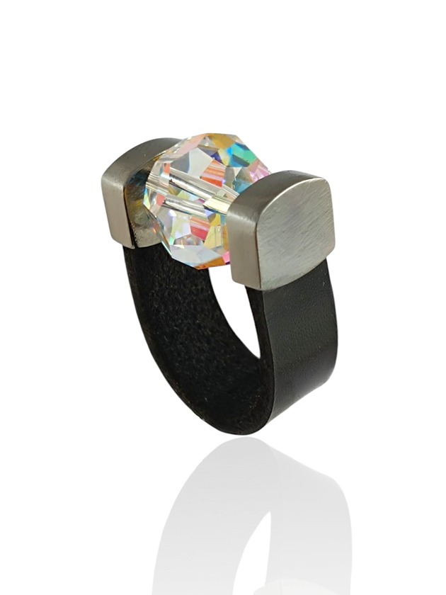 pierścionki - różne Crystal AB Ring in Rhutenium LIMITED