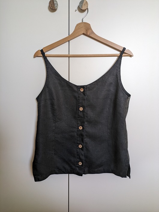 topy damskie Top lniany  czarny S po sesji
