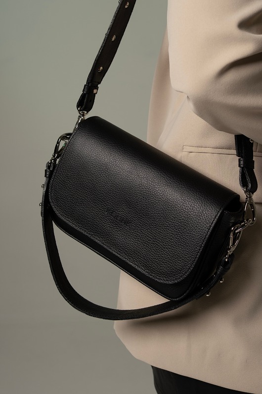 torby na ramię Bobby Bag torba skórzana z klapką czarna