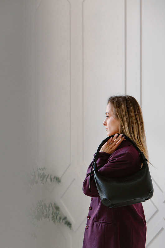 torby na ramię Moon Bag - skórzana torebka - czarna