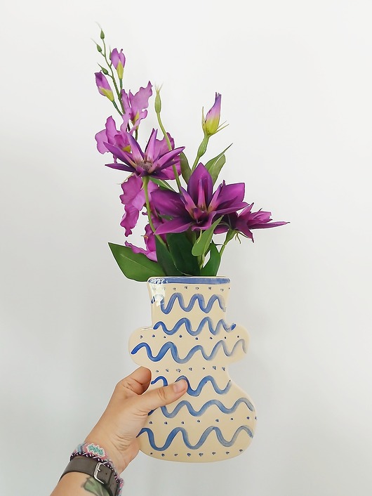 wazony Wazon ceramiczny wiszący w niebieskie falki