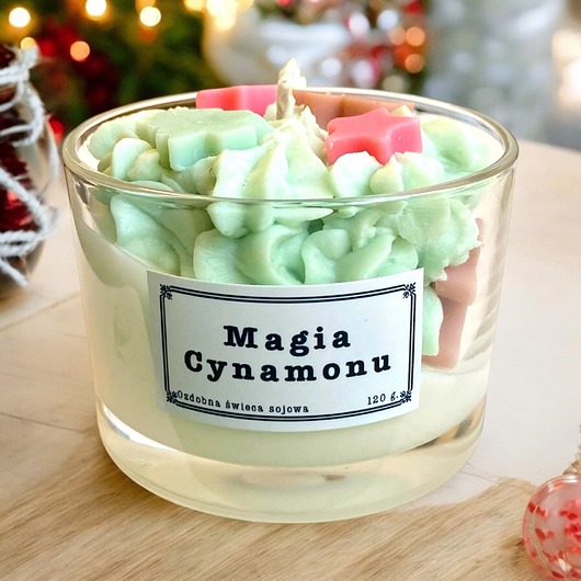 dekoracje świąteczne Ozdobna świeca sojowa zapachowa Magia Cynamonu