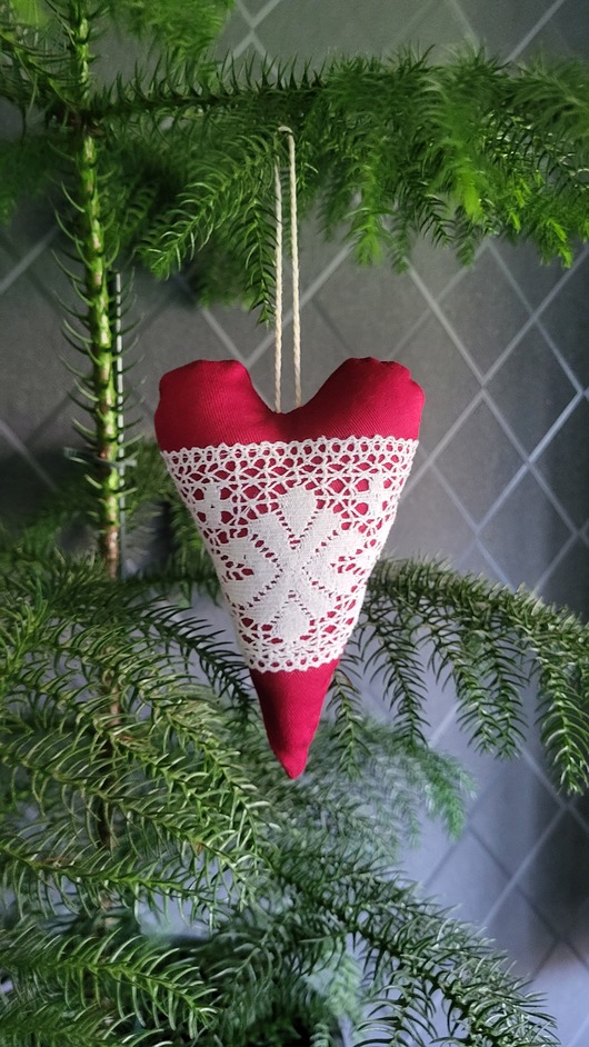 ozdoby choinkowe Serce z materiału zawieszka