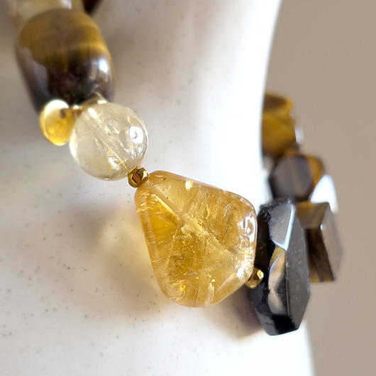 bransoletki z kamieni naturalnych UNIKAT tygrysie oko, cytryn, czarny turmalin i hematyt bransoletka