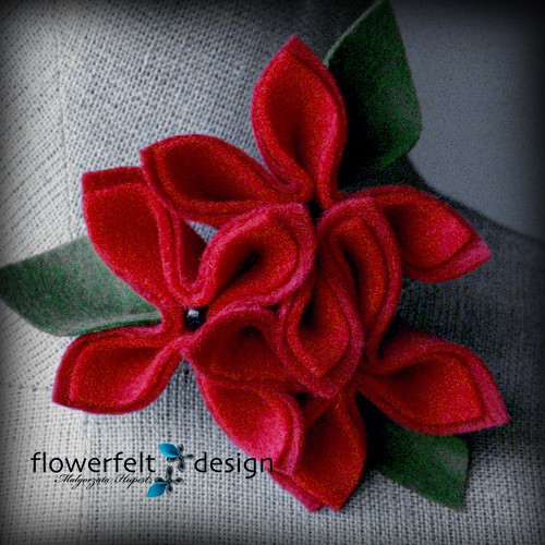 Carmine with Olive- Biżuteria Autorska  FlowerFelt Design
