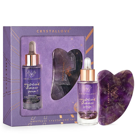 serum do twarzy CRYSTALLOVE Amethyst crystalized set - serum do twarzy z ametystem i płytka d