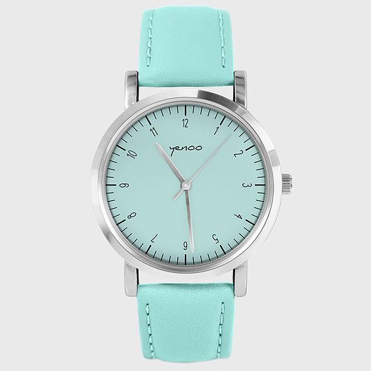 Zegarek - Simple Elegance - turkusowy, skórzany yenoo