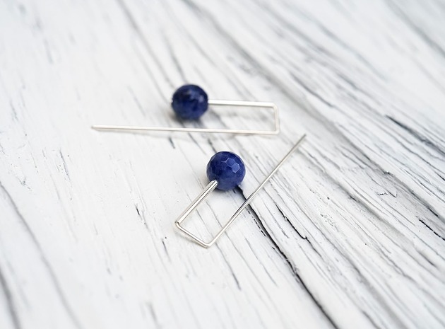 kolczyki srebrne Sodalit i srebro