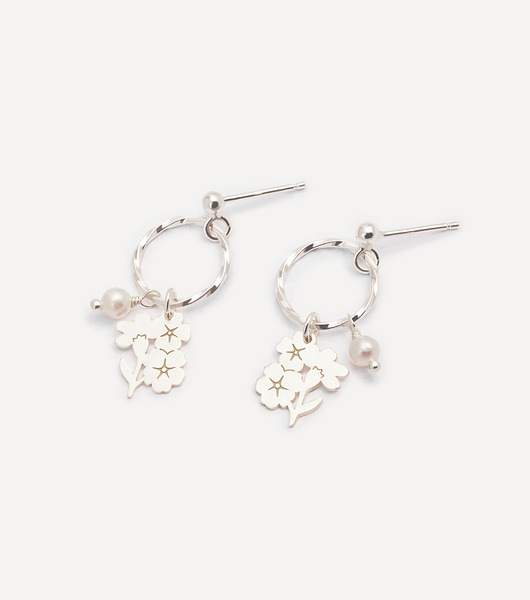 kolczyki srebrne Kolczyki srebrne z niezapominajką i perłą  My way