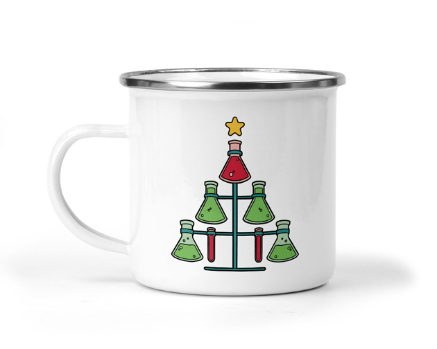 kubki Świąteczny kubek metalowy chemia choinka