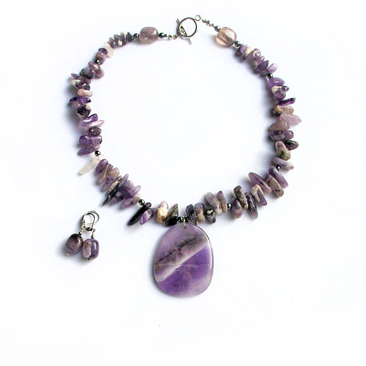 kolie Unikatowy naszyjnik & kolczyki : AMETYST