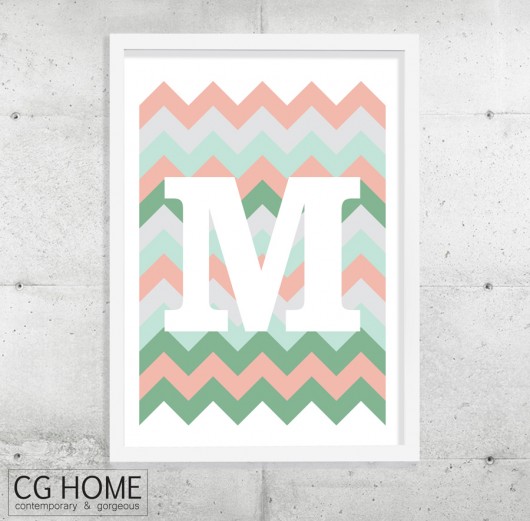 M plakat 30cm x 40cm GRAFIKA literki TYPOGRAFIA Cghome