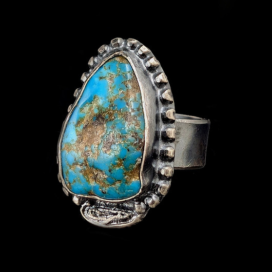 pierścionki srebrne Pierścionek surowy turkus