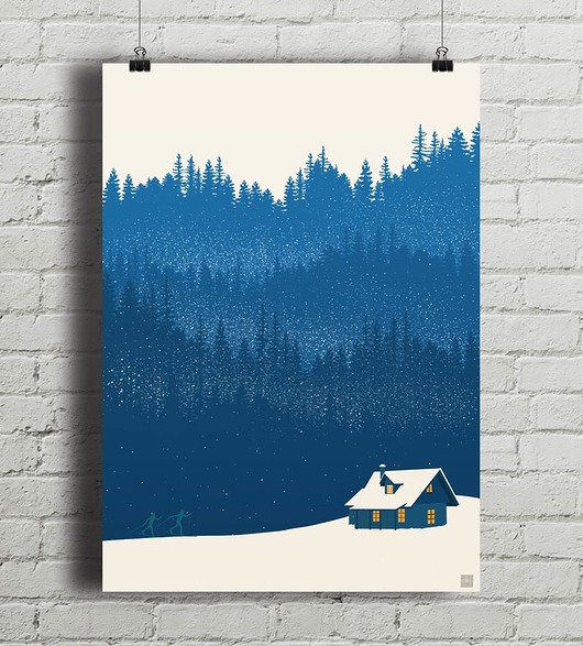 Zima - vintage plakat A4 minimalmill
