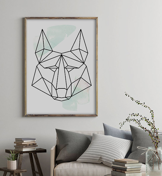 Geometryczne zwierzęta plakat obraz Wilk Bajkowe Obrazki