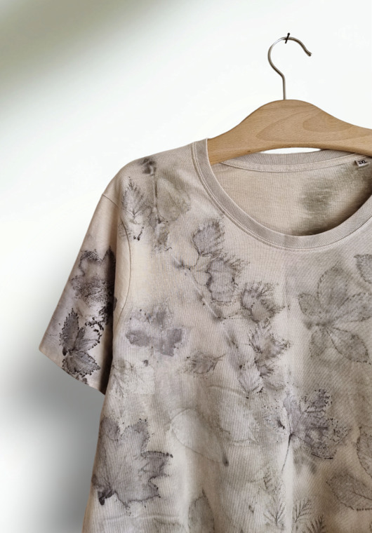 t-shirt damskie T-shirt ekoprint roślinny bawełna plus size