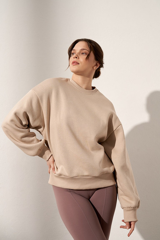 bluza bez kaptura damska Bluza do jogi JUST PERFECT Oversize Sweatshirt - sandy beach m/l