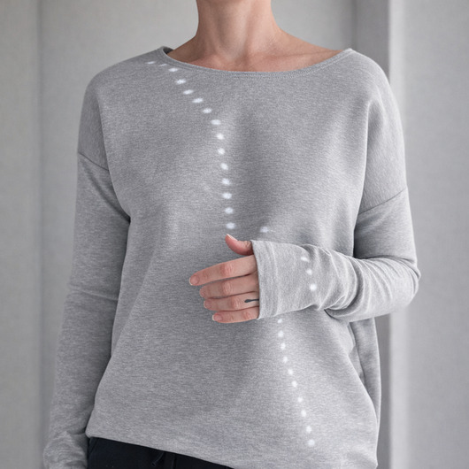 bluza bez kaptura damska Gruby Wąski rękaw Szary