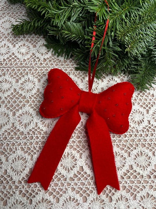 ozdoby choinkowe Świąteczna kokarda z filcu