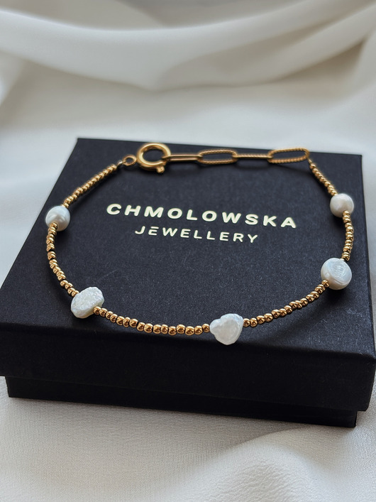 bransoletki z kamieni naturalnych Bransoletka na nogę Hematyt i Perły