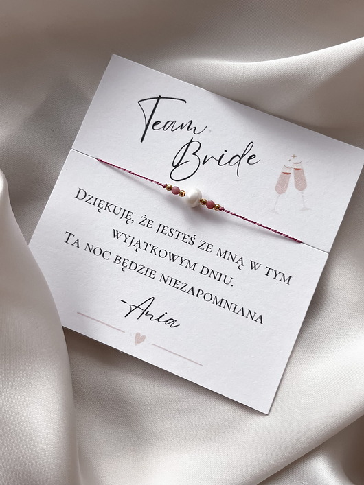 bransoletki na sznurku Bransoletka Team Bride Podziękowania na Wieczór Panieński