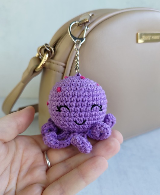 breloki Brelok ośmiornica, Brelok do kluczy, Brelok na prezent, Brelok na szydełku