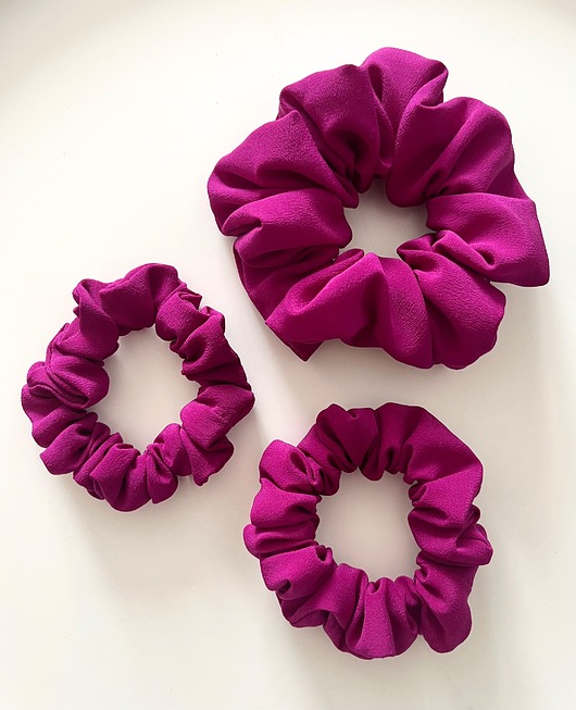 gumki do włosów Jedwabna scrunchie Fuksja Chic - 3 rozmiary