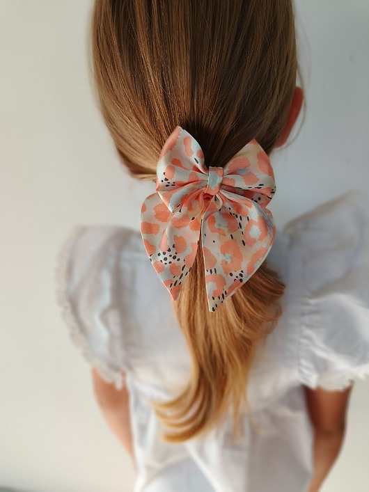 dziewczynka - inne Gumka jedwabna z kokardą MINI scrunchie blush wild