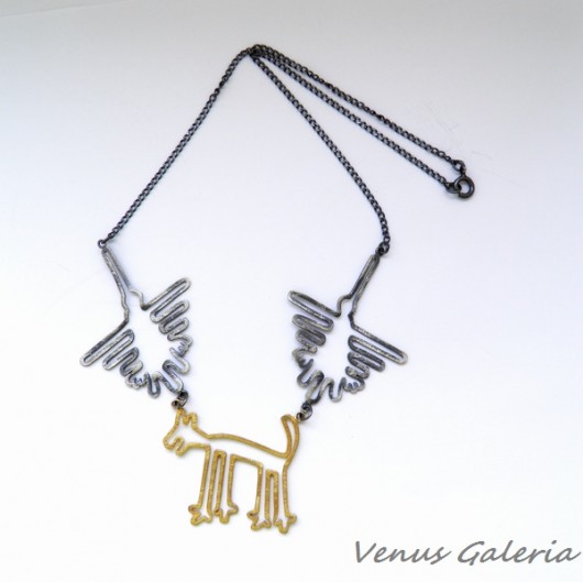 Naszyjnik srebrny- Rysunki z Nazca VIII VENUS GALERIA