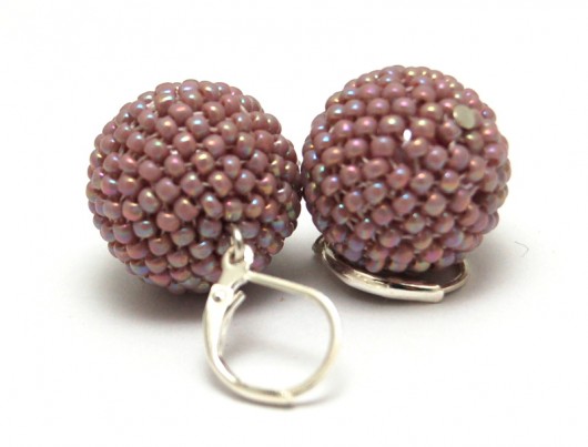 Kolczyki Beaded Beads kuleczki fioletowe MadeByInati