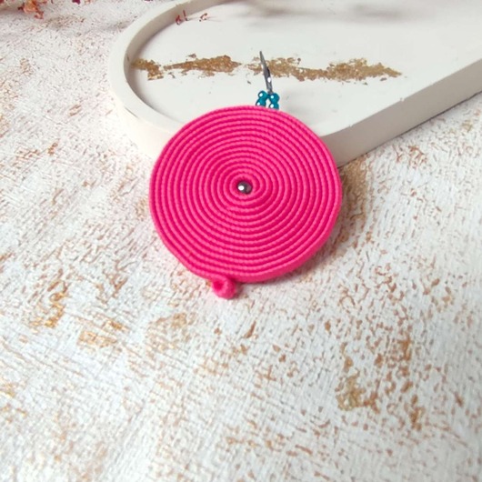 kolczyki soutache Kolczyki różowe koła lekkie