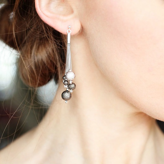 kolczyki srebrne Kolczyki Industrial Silver BY NIGHT