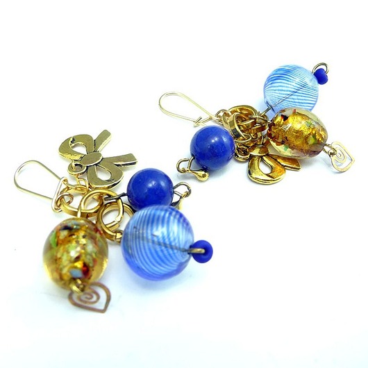 kolczyki szklane Kolczyki boho ze szkła weneckiego i mosiądzu oryginalny PREZENT handmade