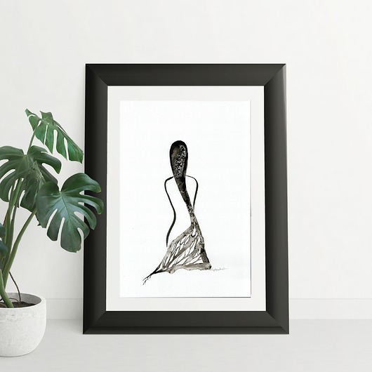 akt kobieta, grafika 30x40 cm wykonana ręcznie Krystyna Siwek Art