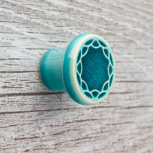 gałki do mebli Gałka ceramiczna do mebli, turkusowa, wz.4