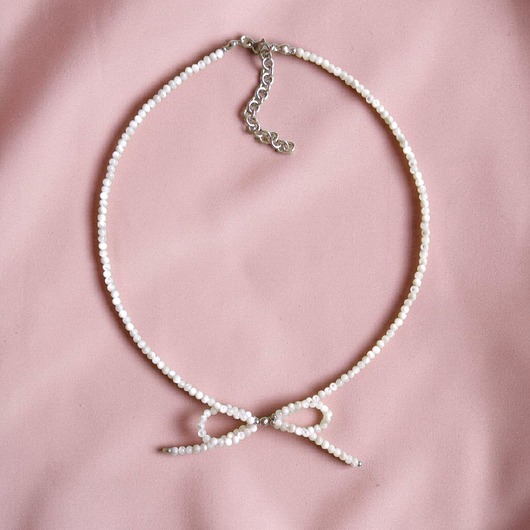 chokery KOKARDKA - choker : biała muszla : SILVER : tylko na zamówienie