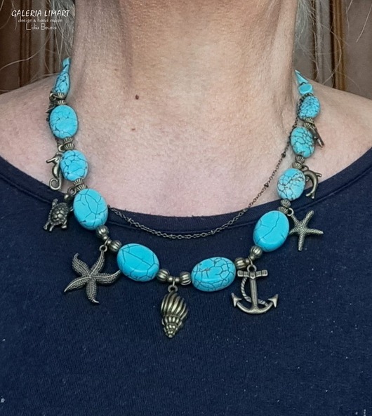 korale Morskie opowieści. Marine style na topie Zabawny naszyjnik handmade Prezent