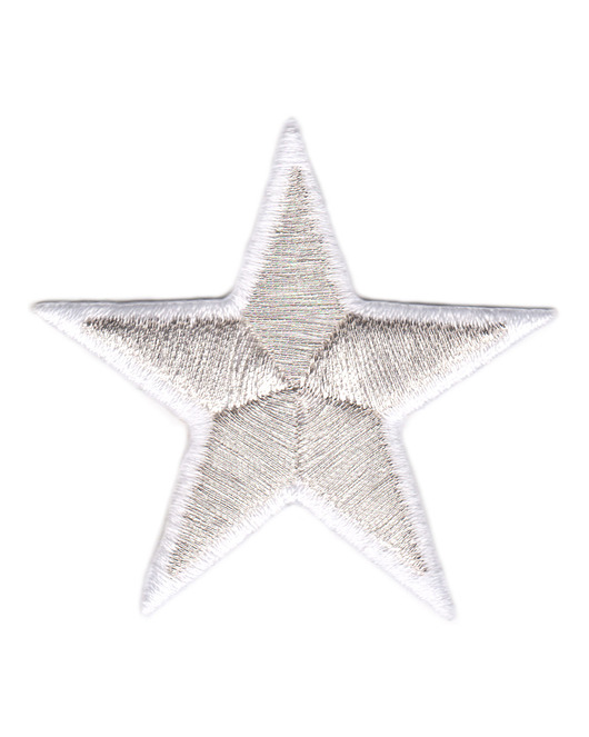 naszywki na ubrania Naszywka naprasowanka GWIAZDKA termo haft dla dzieci 6x5,6cm biało-srebrna
