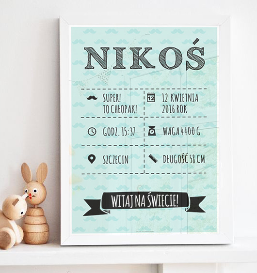 PLAKAT Spersonalizowana metryczka A4 XXXinterjoprint