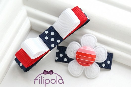 Filipola Spinki do włosów kwiatek + kokardka FILIPOLA