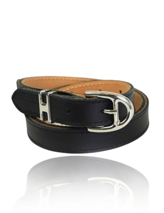 paski damskie Czarny skórzany pasek damski Harmony