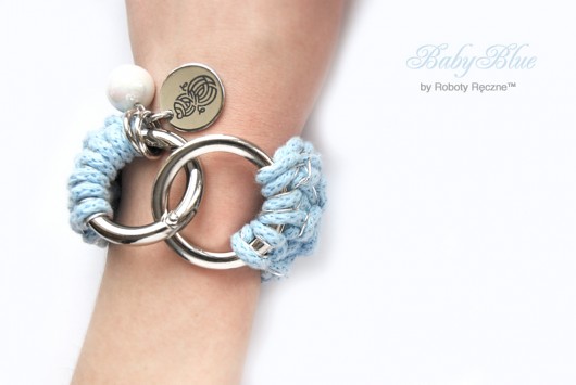 Knitted Bracelet. PasteLOVE Baby Blue. Roboty Ręczne