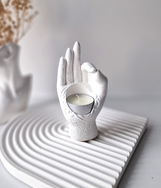świeczniki i świece Świecznik tealight - dłoń white