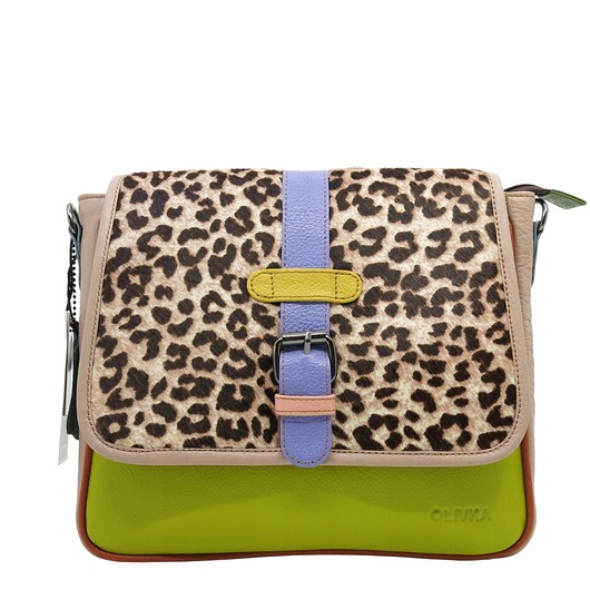 torby na ramię Torebka damska klasyczna na ramię skórzana pojemna klapka wzór OLIVKA