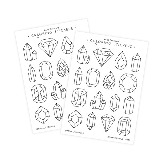 naklejki dla dzieci Naklejki do Kolorowania Kryształy Diamenty 1 Arkusz