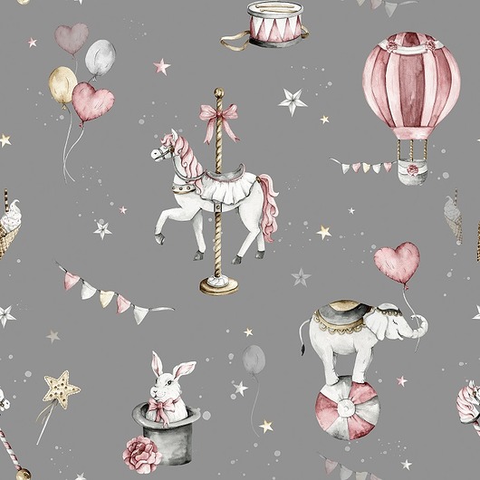naklejki ścienne do pokoju dziecka Tapeta Circus Szary 53cmx10m PZ