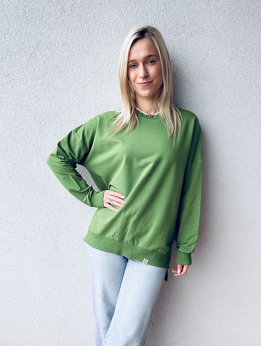 bluza z kapturem damska Bluza damska, oversize "Zielony"